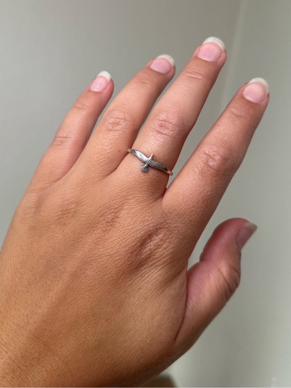 Sterling Silver Dainty Eagle Hawk Ring Size 9